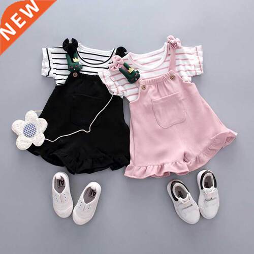 Infant Baby Girl Baby Summer Clothing Striped Top Strap Shor