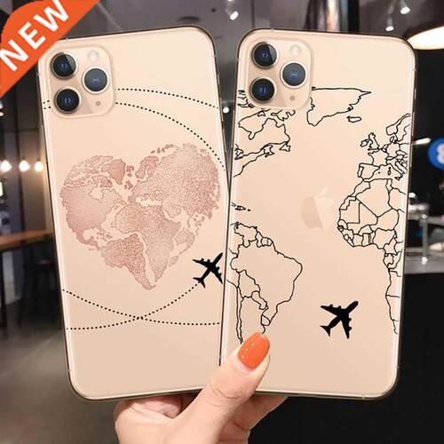 World Map Travel Soft TPU Phone Cases For iPhone 13 12 Pro X