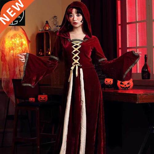 Halloween costume medieval costume Gotham wind dark red cour