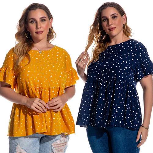 XL-4XL大码女士喇叭袖夏季短袖T恤Large size T-shirt for ladies
