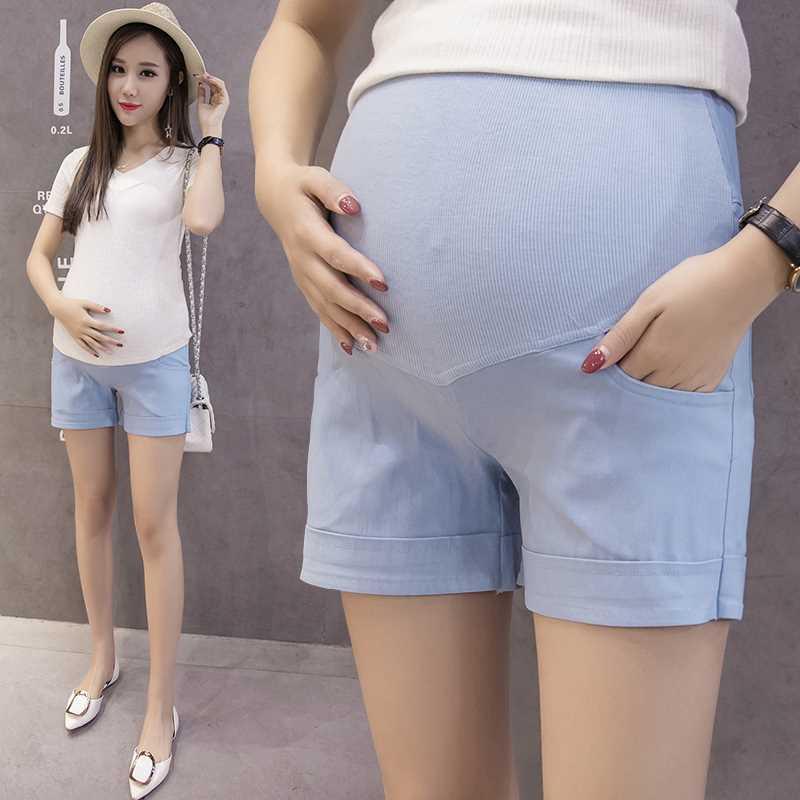 Summer Cotton Maternity Belly Short Pants Pregnant Women Sho图片