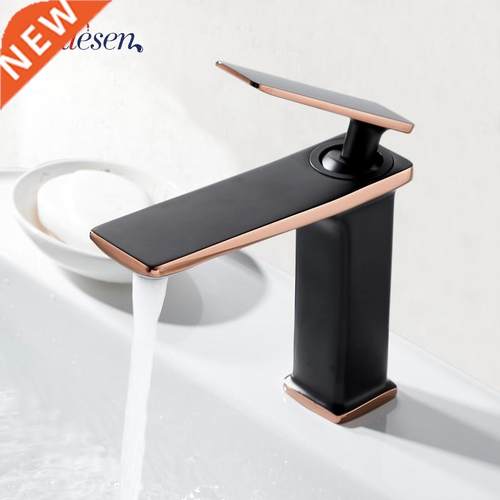 Senlesen Basin Faucet Bathroom Mixer Tap Black Golden Deck