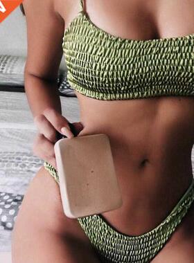 Sexy Bikini Set Women Swimwear Push-up Pleated Triangle Padd