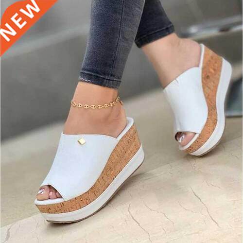 Wedge Slippers Women Shoes 2022 Summer Peep Toe Sand Fash