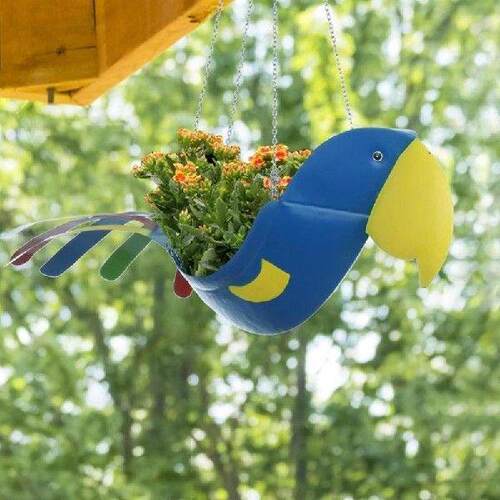 Parrot Flowerpot Smulaton Anmal Wrought ron Hangng