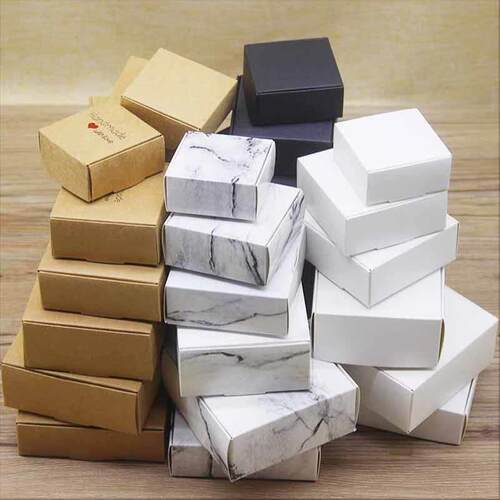 10pcs Kraft Paper Candy Box Cardboard Marbling Style Handmad
