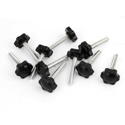 10Pcs M8x50mm Male Thread Clamping Screw on Star Knob 32mm D