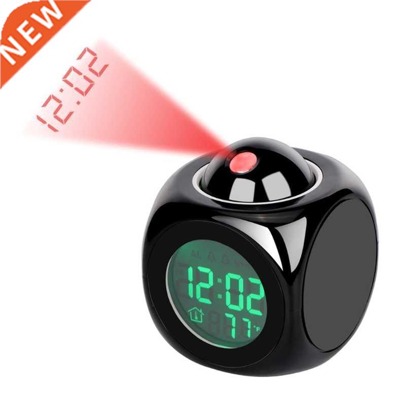 Digital Alarm Clock LED Projector Snooze Function Wake Up Ea