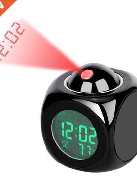 Digital Alarm Clock LED Projector Snooze Function Wake Up Ea