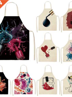Women's Nail Polish Lipstick Pattern Apron Baking Ac