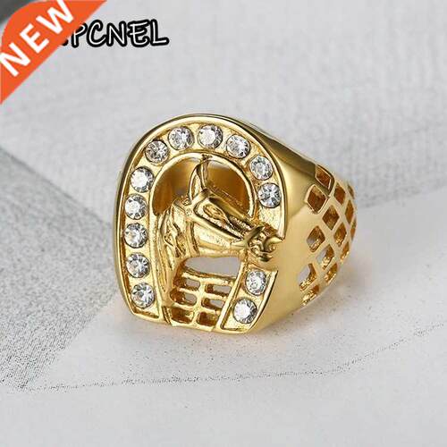 Horse Head Ring with Zircon Male Ring Fashion Jewelry High