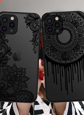 Black Sexy Floral Vintage Lace Flower Case For iPhone 1 12