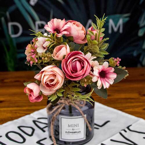 autumn fake tea rose silk flower fall Gerbera Daisy artifici