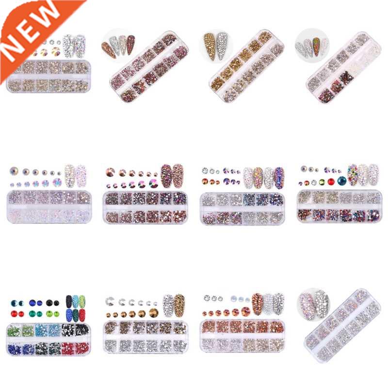 12 Grid 1440pcs Mix Sizes Glass Crystal Non Hot Fix