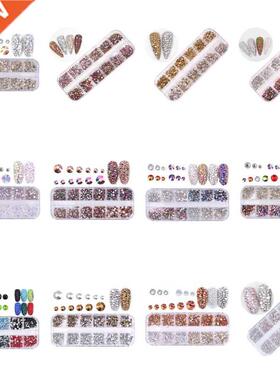 12 Grid 1440pcs Mix Sizes Glass Crystal Non Hot Fix