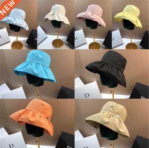 Summer Bucket Hats with String Candy Color Sun Hats for Wome