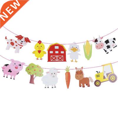 Farm Theme Party Banner Animal Molding Cartoon Bunting