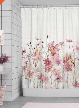 Designer Fabric Shower Curtain Pink Flower Bathroom Curtain