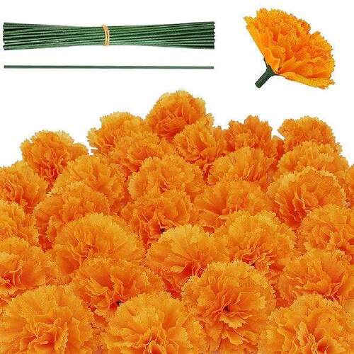 50Pcs Marigold Artificial Flower for Diwali Home Decor