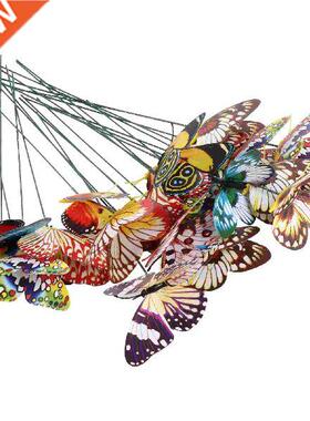 24Pcs Artificial Butterflies Flower Arrangement Fluorescent