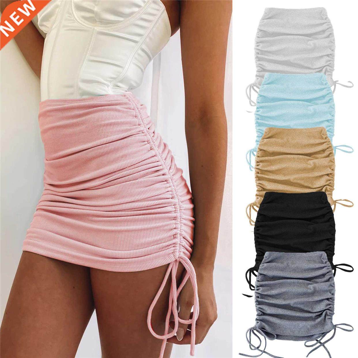 woman Summer skirts solid color period ladies knitting threa图片