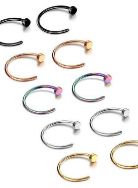 Fake Piercing Surgical Steel Nose Ring Stud Earring Hoop Cuf