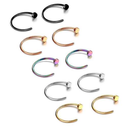 Fake Piercing Surgical Steel Nose Ring Stud Earring Hoop Cuf