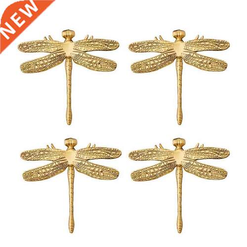 4Pcs Dragonfly Handle Knobs Brass Gold Knobs for Cabinets fo