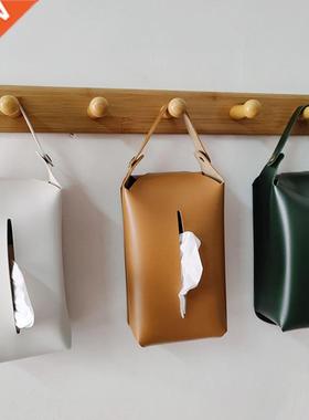 Hangable Leather Tissue Box Multifunction Desk