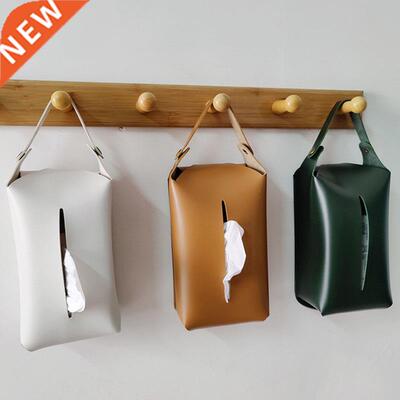 Hangable Leather Tissue Box Multifunction Desk