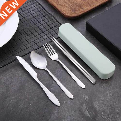4Pcs/Set Travel Camping Cutlery Set Portable Tableware Stain
