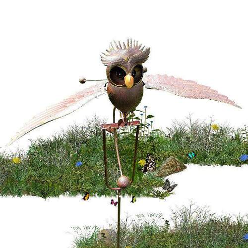 Wing Flapping Kinetic Metal Owl Large Rocking Animals With