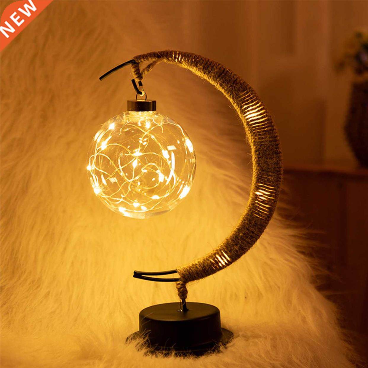 led moon sepak takraw lamp line rattan handmade hemp rope wr