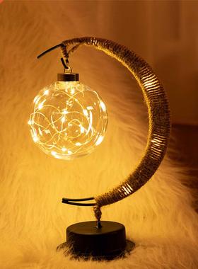 LED Moon Sepak Takraw Lamp Line Rattan Handmade Hemp Rope Wr