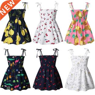 1-6 Y Children Girls Sleeveless Flower Print Sundress Kids C