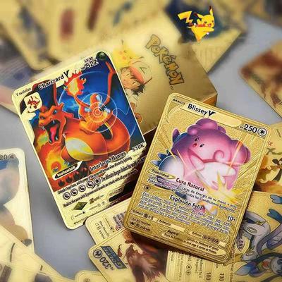 54Spcs/Sty Pokemon Card Metal Gold Card Box Anime Gold Foil
