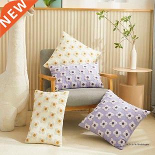 Small Flower Tufted Lumbar Throw Pillow Case Nordic Modern