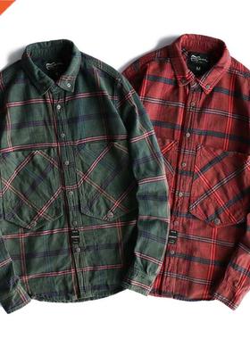 ndy Men 's Top Workwear Plaid Washed Disssed Lapel V