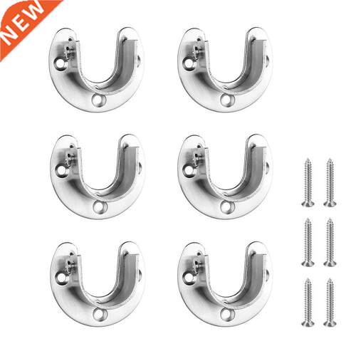 6pcs U Shaped Fixing Rod Flange Wall Mounted Pipe Bracket
