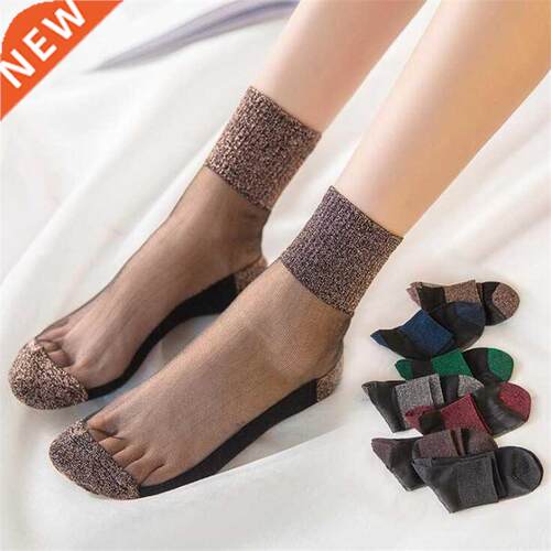 Summer Fshion Women Ultrthin Trnsprent Socks Glitter Cry