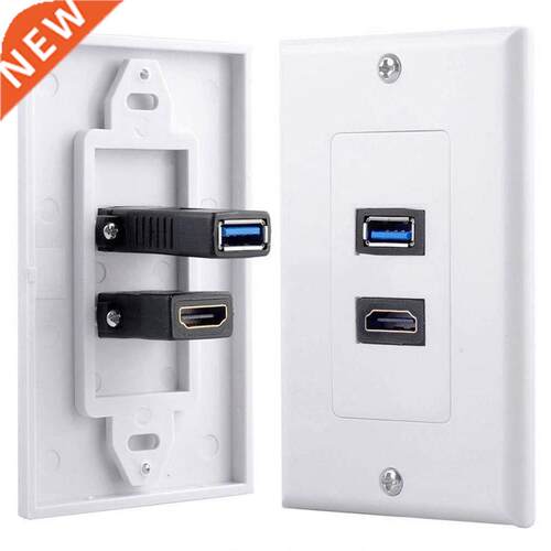 1x 2Port HI+USB 3.0 Femle Wll Fce Plte Pnel Outlet So