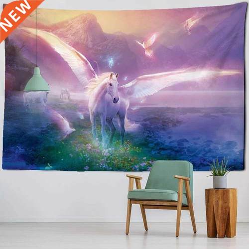 3D Printing Curtain Elephant Tapestry Sacred Unicorn Cartoon