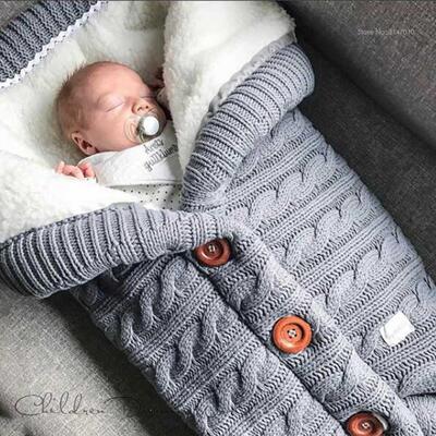 Warm Baby Blanket Knitted Newborn Swaddle Wrap Soft InfantSl