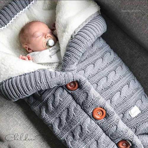 Warm Baby Blanket Knitted Newborn Swaddle Wrap Soft InfantSl