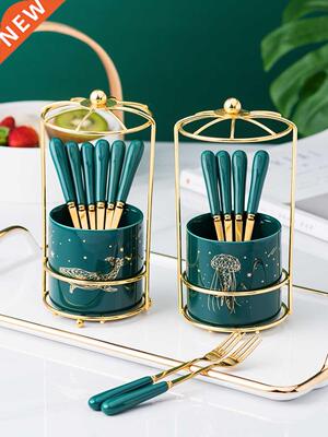 Nordic Ceramic ainless eel Fruit Fork orage Tube