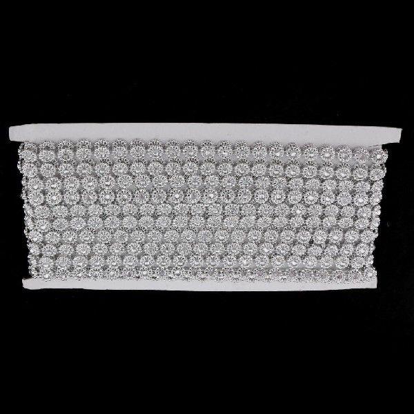 9.1 Meters Flower Shape Crystal Beaded Chain Ribbon Trim