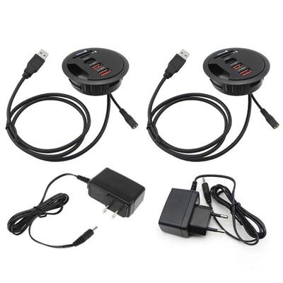 EU US Mount In Desk USB 3.0 Type C Hub TF/SD Card Reader Ada
