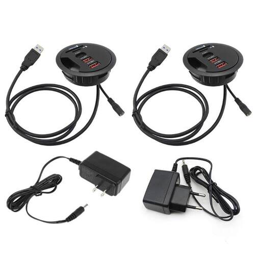 EU US Mount In Desk USB 3.0 Type C Hub TF/SD Card Reader Ada
