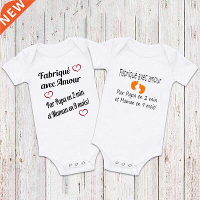 Made with Love Dad In 2 Min and Mom In 9 Months Baby Rompers
