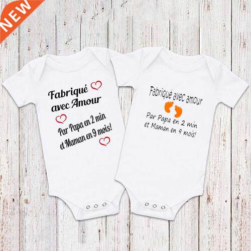Made with Love Dad In 2 Min and Mom In 9 Months Baby Rompers